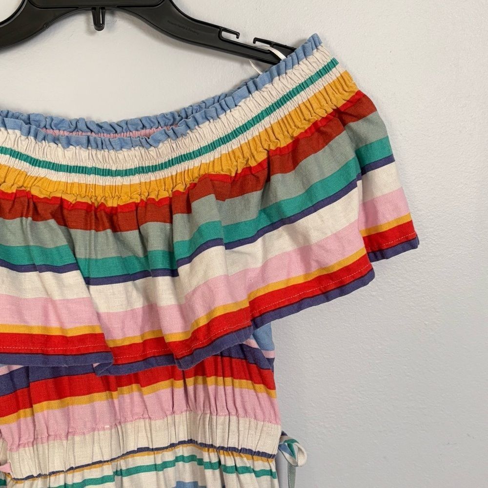 4Our Dreamers Anthropologie Women’s Multicolor Off the Shoulder Striped Dress XS - Picture 3 of 16